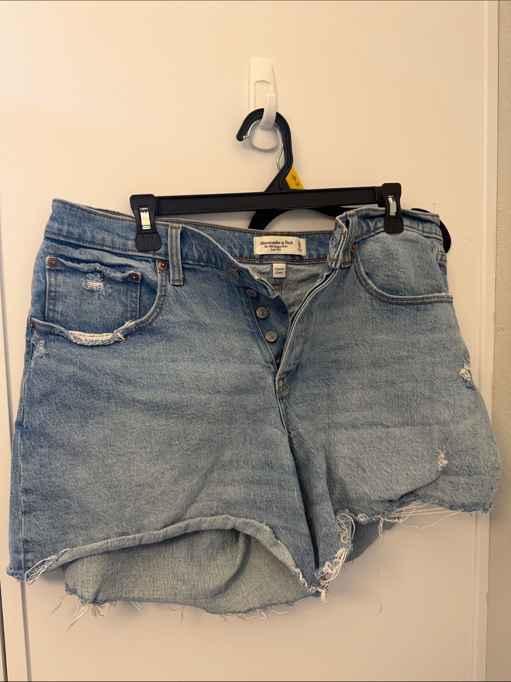Abercrombie & Fitch Light Blue Distressed Denim Cutoff Shorts curve love